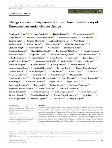 Changes in community composition and functional diversity of European bats under climate change