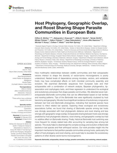 Host phylogeny, geographic overlap, and roost sharing shape parasite communities in European bats
