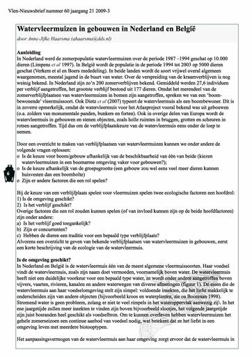 Watervleermuizen in gebouwen in Nederland en Belgie